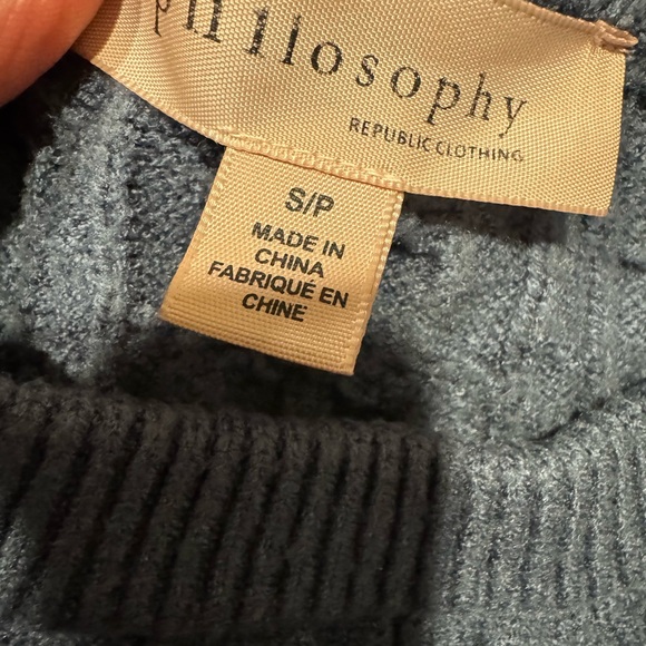 Philosophy Soft Knit Crewneck Cable Knit Sweater - Blue Woman small Petite S/P - Picture 3 of 6